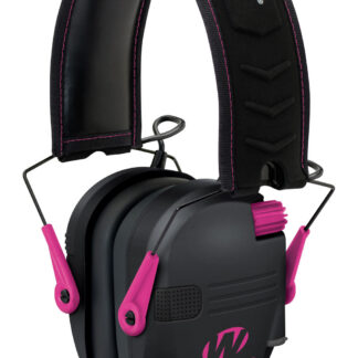 Walker's GWPRSEMPNK Razor Slim Electronic Muff 23 dB Over the Head Black Polymer w/Pink Accents