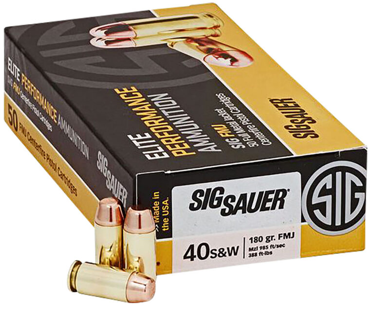 Sig Sauer E40SB250 Elite Ball  40S&W 180gr Full Metal Jacket 50 Per Box/20 Case