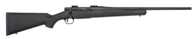 Mossberg 27851 Patriot  Full Size 7mm-08 Rem 4+1 22″ Matte Blued Fluted Barrel, Drilled & Tapped Matte Blued Stainless Steel Receiver, Black Fixed Synthetic Stock, Right Hand