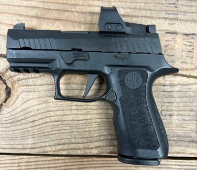 Sig Sauer P320, Black, Romeo 1 Optic, 3.6″, Flat Trigger 3 Mags, OEM Case, Cable Lock