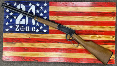 Winchester Ranger Lever Action, 30-30, 20″, Adjustable Iron Sights, Wooden Stock, Leather Scabbard.