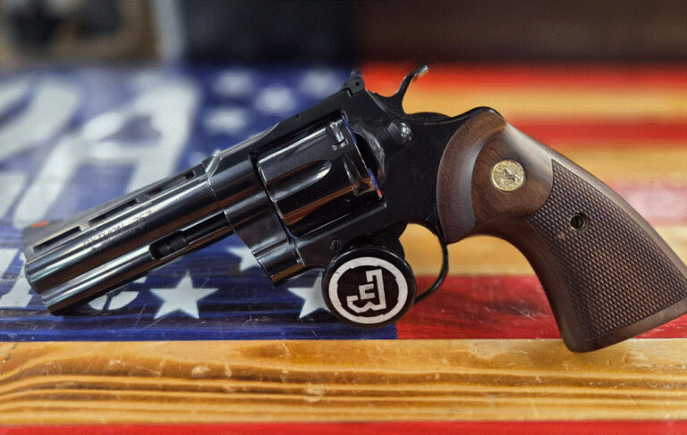 Colt, Python, Caliber .357, DA, Finish Black, 5in Barrel, OEM Case,