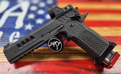 Atlas Gunworks Artemis, Semi Auto Pistol, 9mm, 4.7in Barrel, Black, Red Trigger, OEM Bag, One magizine.