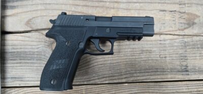 Sig Sauer P226 MK25, Full Size Frame 9mm, 10+1. 4.40″ Black Carbon Steel Barrel, Black Nitron Serrated w/Engraved US Navy Anchor Stainless Steel Slide, Black Hardcoat Anodized Aluminum Frame w/Beavertail,Picatinny Rail, 3 Magazines, OEM Case