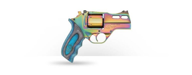 Chiappa Firearms CF340319 Rhino 30DA Nebula *CA Compliant 357 Mag 6 Shot 3" Rainbow PVD Steel Barrel & Cylinder, Rainbow PVD Aluminum Frame & Barrel Shroud, Blue Laminate Grip
