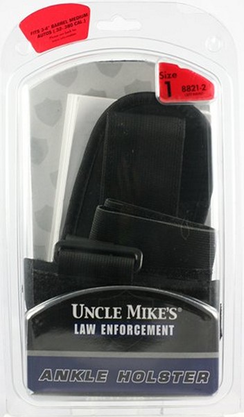 Uncle Mike Ankle Holster Kodra Black Size 1 LH w/Ret Strap Clam