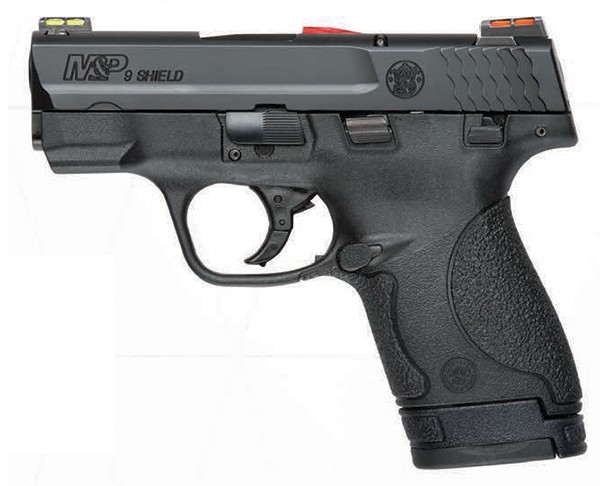 Smith & Wesson 11905 M&P Shield *CA Compliant Striker Fire 9mm Luger 3.10" Barrel 7+1 Or 8+1, Black Polymer Frame & Grip, Black Armornite Stainless Steel Slide, HiViz Fiber Optic Sights, Loaded Chamber Indicator, Magazine Safety